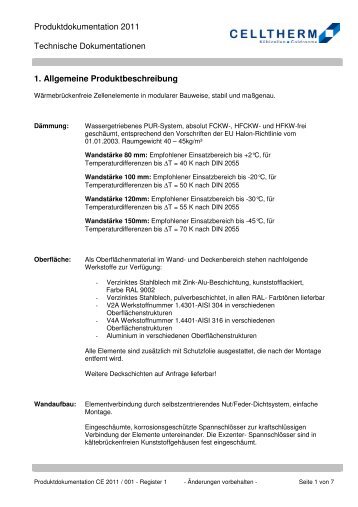 Technische Dokumentation für Celltherm-Standard