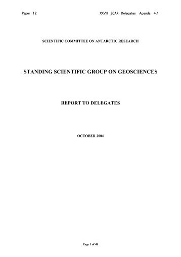 standing scientific group on geosciences - Scientific Committee on ...