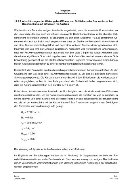 Vorhaben 3609S10005 - DORIS - Bundesamt für Strahlenschutz