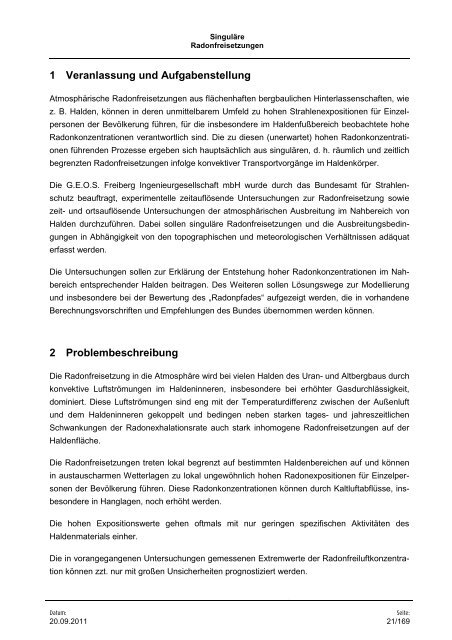 Vorhaben 3609S10005 - DORIS - Bundesamt für Strahlenschutz