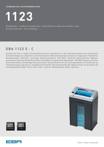 EBA 1123 - Kompakter, bedienfreundlicher Schreibtisch ...