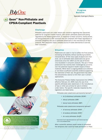 Geonâ¢ Non-Phthalate & CPSIA-Compliant Vinyl Plastisols - PolyOne
