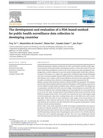 The development and evaluation of a PDA-based method for public ...