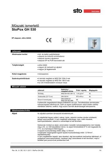 MÅ±szaki adatlap - StoPox GH 530 - Sto ÃpÃ­tÅanyag Kft.