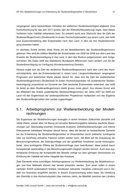 Modellrechnungen zur Entwicklung der ... - CHE Consult