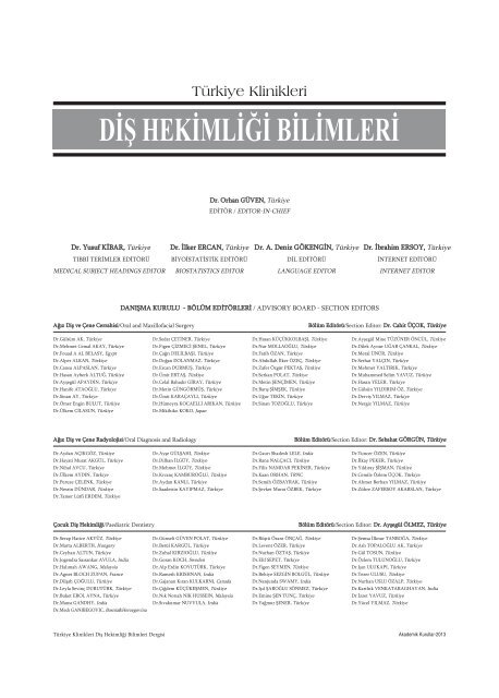 DanÄ±Åma Kurulu - TÃ¼rkiye Klinikleri