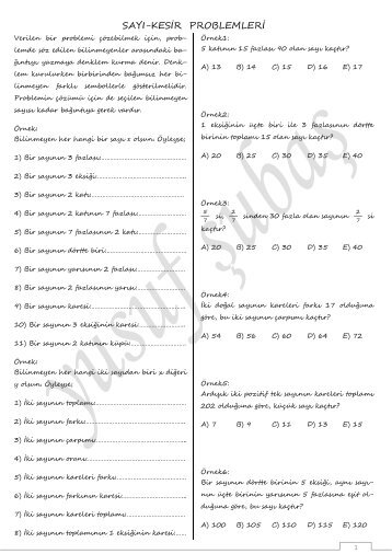 sayÄ±-kesir problemleri