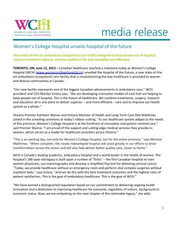 Media Release - Women's College Hospital