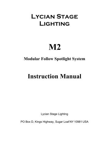 Lycian Stage Lighting Instruction Manual - Christie Lites