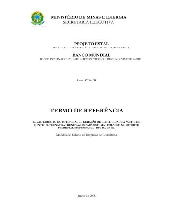 TERMO DE REFERÃƒÂŠNCIA - MinistÃƒÂ©rio de Minas e Energia