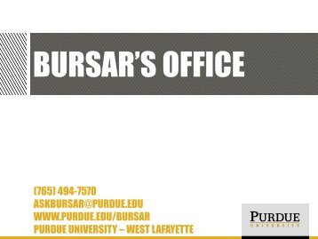 Bursar How To... - Purdue University