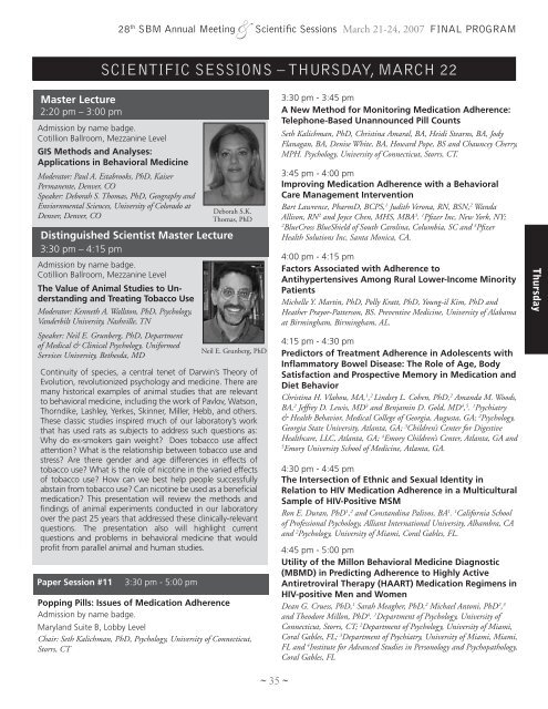 2007 Final Program - Society of Behavioral Medicine
