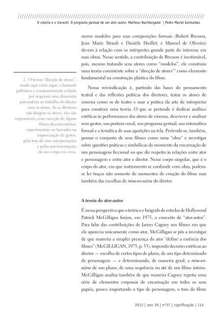 O caipira e o travesti. O programa gestual de um ator-autor ... - USP