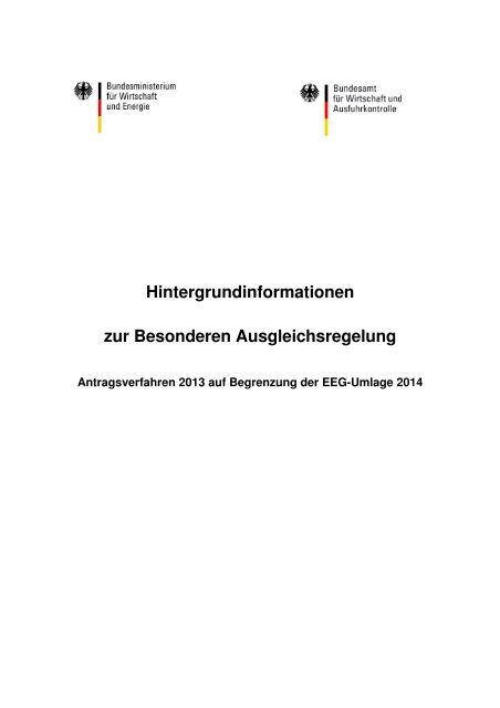 Hintergrundpapier des Bundesministeriums für Wirtschaft und ... - Bafa