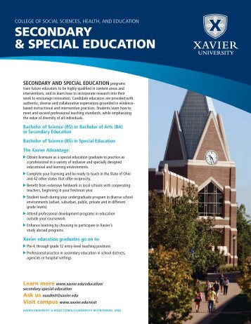 Secondary & Special Education Fact Sheet - Xavier University
