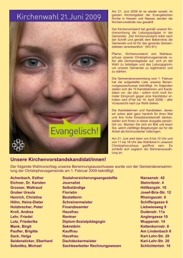 Unsere Kirchenvorstandskandidat/innen! - Christophorusgemeinde ...