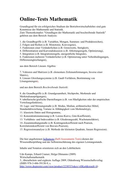 Self Assessment Tests Institut Fur Statistik Und Wirtschaftsmathematik