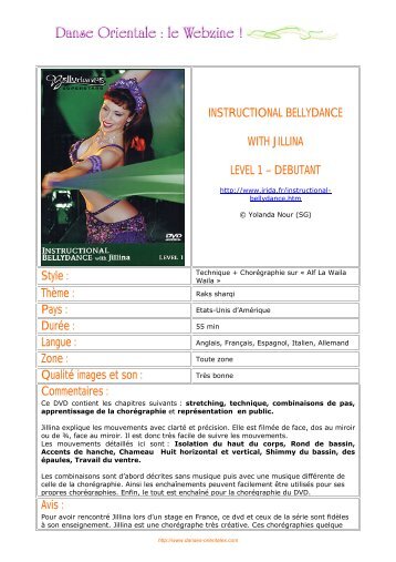 Instructionnal Bellydance with Jillina Level 1 (DVD) - Etoile des Sables