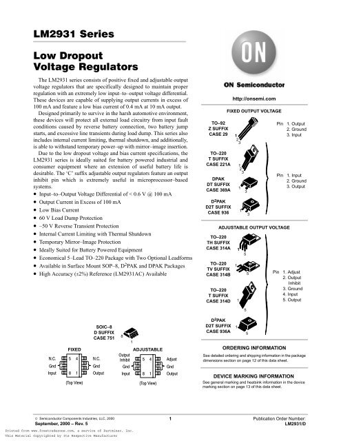 LM2931 Series Low Dropout Voltage Regulators