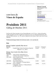 Vinos de España Preisliste 2011 - convinos.de