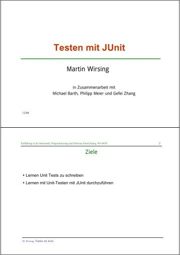 Testen mit JUnit - Programmierung und Softwaretechnik (PST)