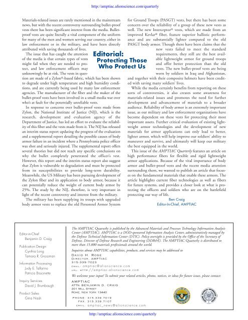 AMPTIAC Quarterly, Vol. 9, No. 2, Summer/Fall 2005 - Advanced ...