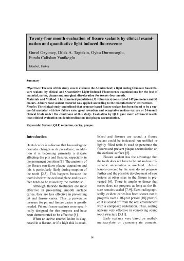 Twenty-four month evaluation of fissure sealants by clinical ...