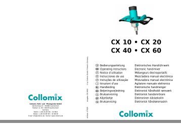 CX 10 • CX 20 CX 40 • CX 60 - Collomix