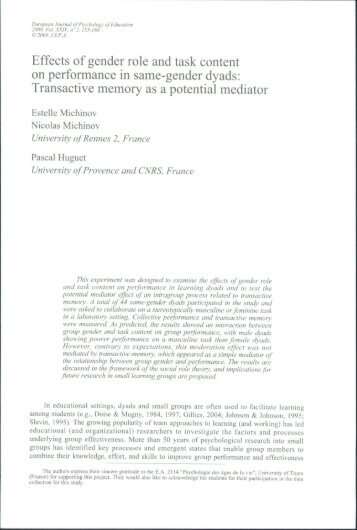 Transactive memory as a potential mediator - Aix Marseille UniversitÃ©