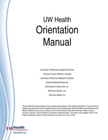 Orientation Manual - UW Health