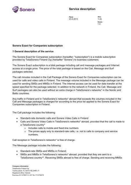 Service description - Sonera
