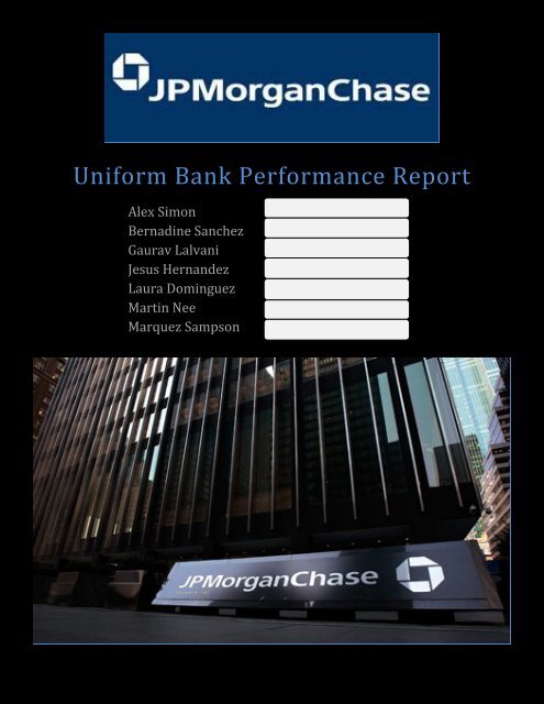 Uniform Bank Performance Report - Anderson School of Management