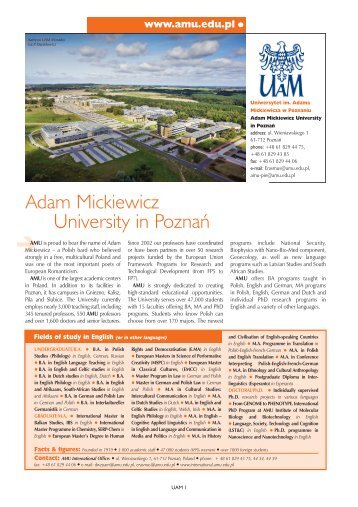 Adam Mickiewicz University in PoznaÅ - Study in Poland