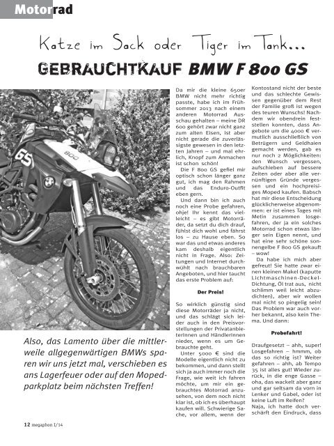 Online-Artikel: Katze im Sack? (PDF) - Motorradclub Kuhle Wampe