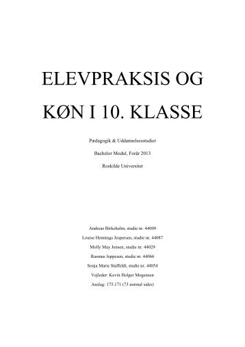 ELEVPRAKSIS OG KÃƒÂ˜N I 10. KLASSE