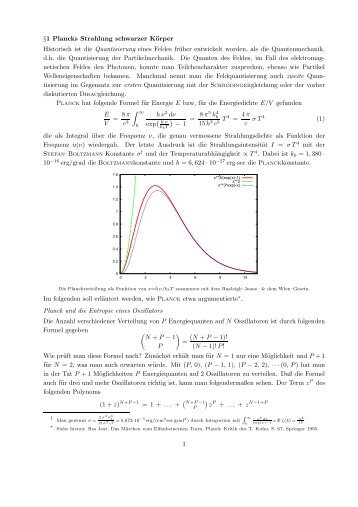 Â§1 Plancks Strahlung schwarzer KÃ¶rper Historisch ist die ...