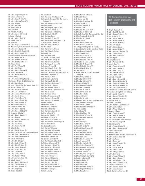 ROSE-HULMAN HONOR ROLL OF DONORS, 2011-2012