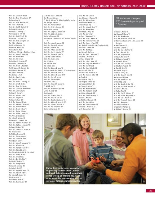 ROSE-HULMAN HONOR ROLL OF DONORS, 2011-2012