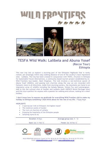 TESFA Wild Walk: Lalibela and Abuna Yosef (Recce ... - Wild Frontiers