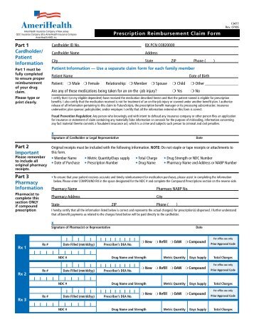 Prescription Reimbursement Claim Form - AmeriHealth.com