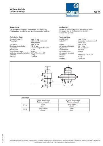 Verblockrelais Lock-In-Relay - Daume Regelarmaturen Gmbh