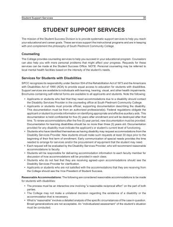 Student Support Services - South Piedmont Community College