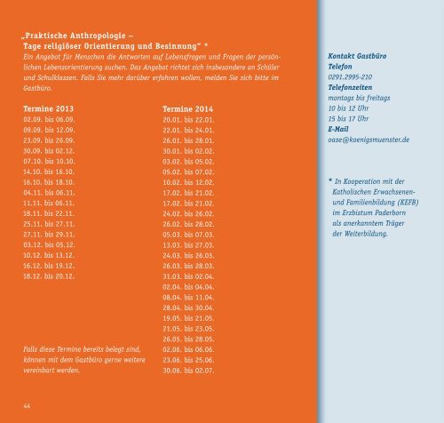 Abtei Königsmünster 2013 – 2014 Für unsere Gäste Informationen ...