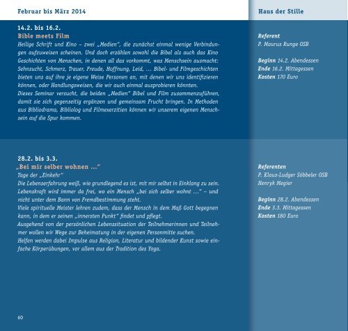 Abtei Königsmünster 2013 – 2014 Für unsere Gäste Informationen ...