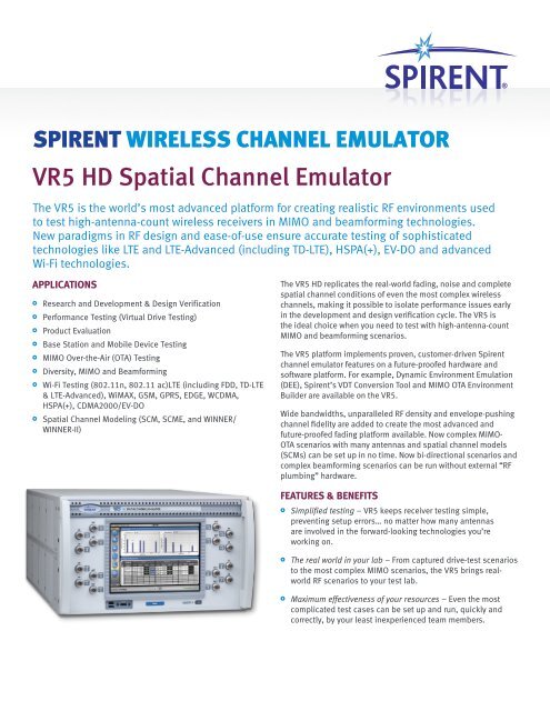 VR5 HD Spatial Channel Emulator - Spirent Communications