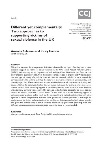 Different yet complementary: Two approaches to supporting victims ...
