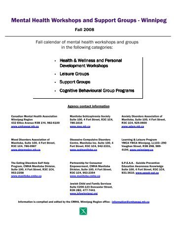 Mental Health Workshops and Support Groups - Winnipeg