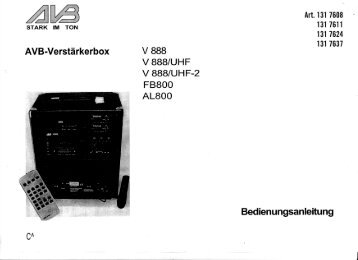 V 888 V 888/UHF V 888/UHF-2 FB800 AL800 - Sport-Thieme