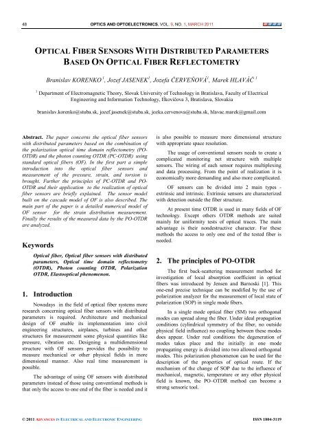 optical fiber sensors with distributed parameters based on optical ...