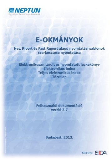 E-okmÃ¡nyok kezelÃ©se - Neptun